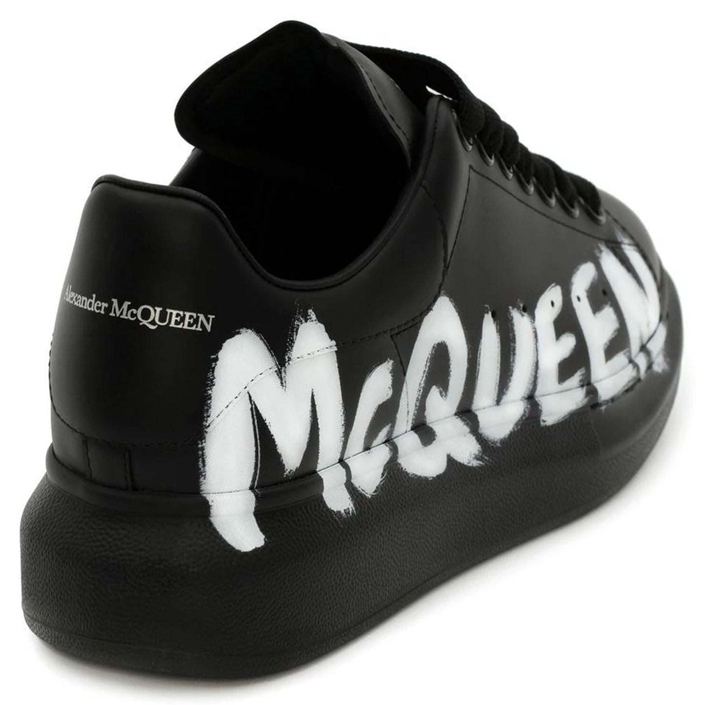Alexander McQueen graffiti logo print leather Black