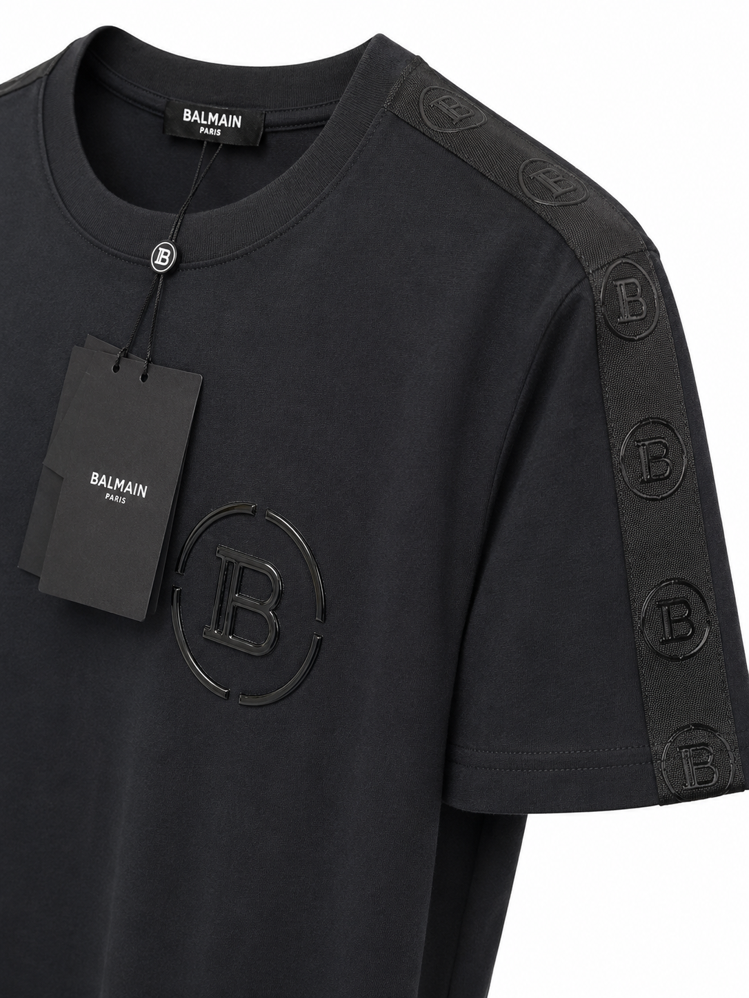 BALMAIN PARIS black rubber logo t-shirt