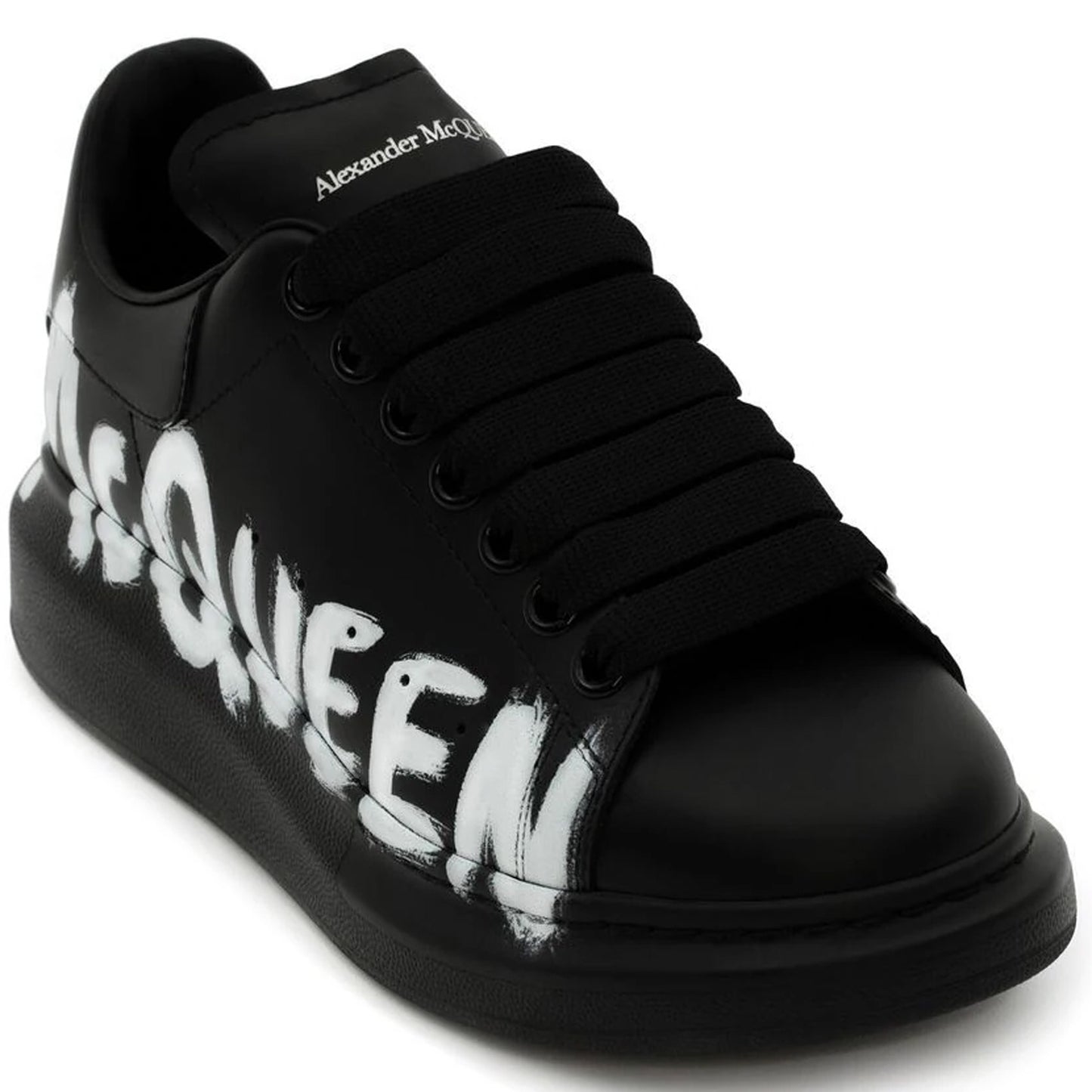 Alexander McQueen graffiti logo print leather Black