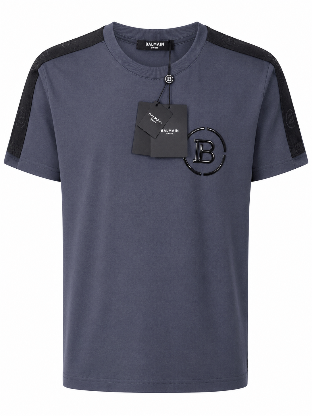 BALMAIN PARIS Anthracite Gray rubber logo t-shirt