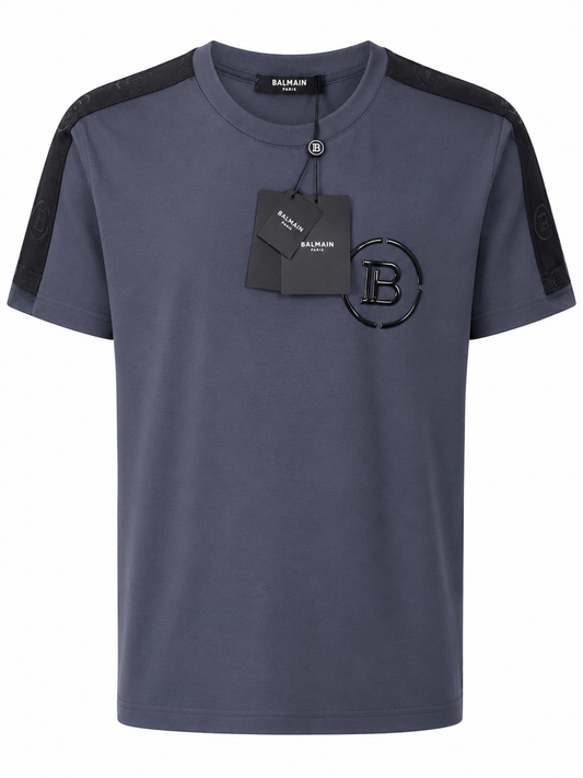 BALMAIN PARIS Anthracite Gray rubber logo t-shirt