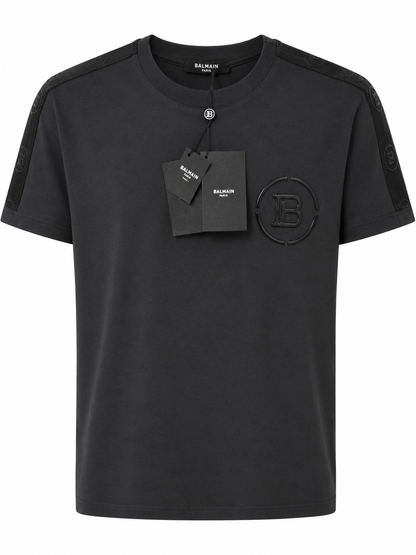 BALMAIN PARIS black rubber logo t-shirt