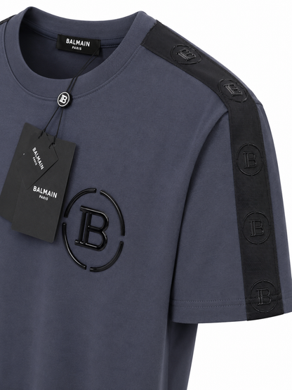 BALMAIN PARIS Anthracite Gray rubber logo t-shirt