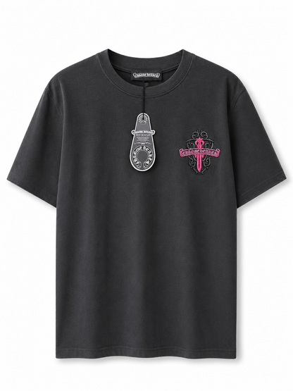 Chrome Hearts logo needlework black t-shirt