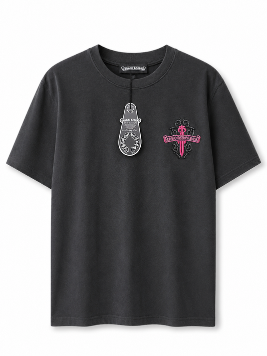 Chrome Hearts logo needlework black t-shirt