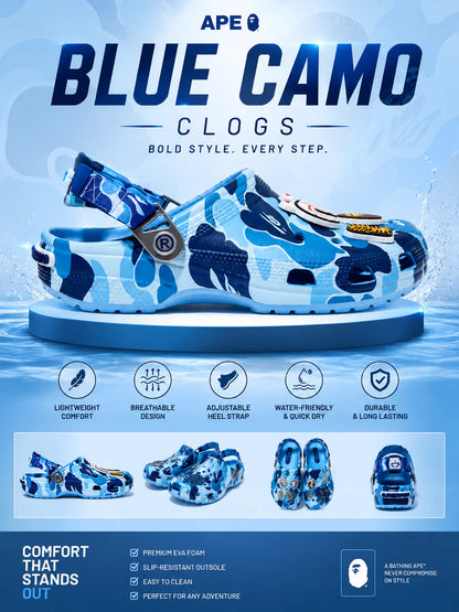 BAPE Bathing Ape x CROCS  Blue Camo