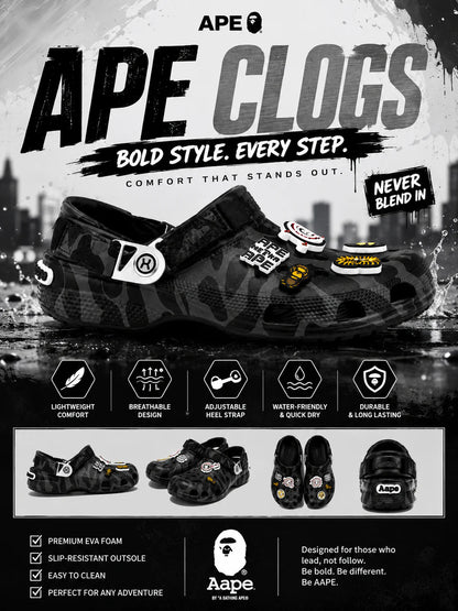 BAPE (Bathing Ape) x CROCS - Black Camo