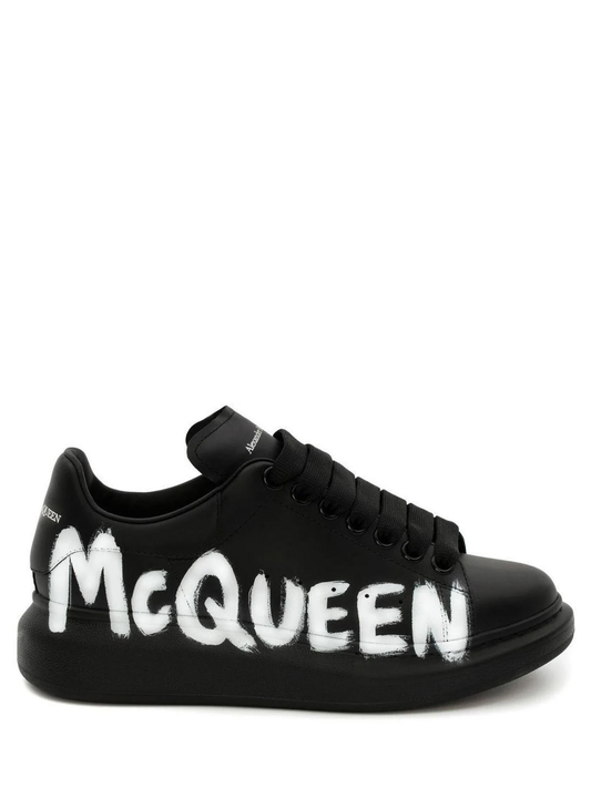 Alexander McQueen graffiti logo print leather Black